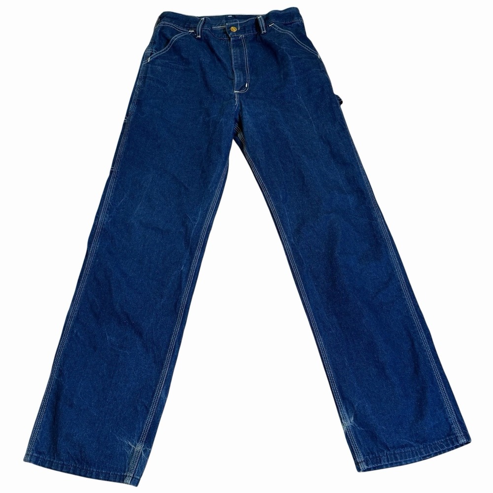 VTG Carhartt B95 Carpenter Jeans USA Made Dark Wash Denim 30x32 RN14806 (32x34) - Picture 2 of 11